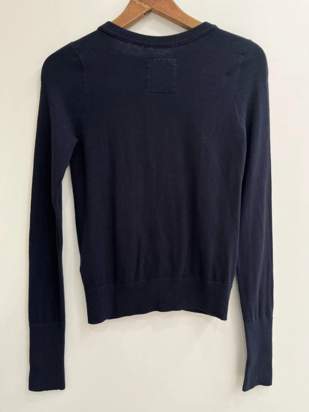True Y2K vintage Hollister navy blue ruffled button down cardigan size large